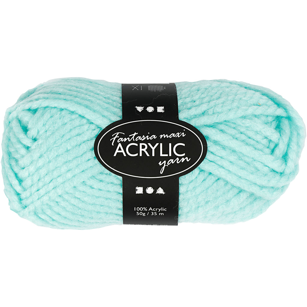 Creativ company fantasia acrylgaren, l: 35 m, maxi, mint groen, 50 gr 1 bol