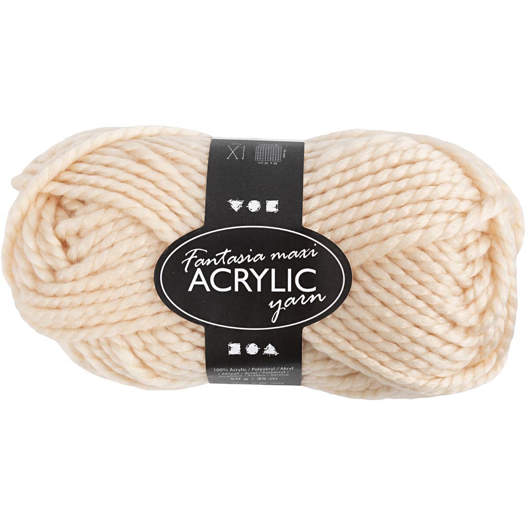 Creativ company fantasia acrylgaren, l: 35 m, maxi, licht beige, 50 gr 1 bol