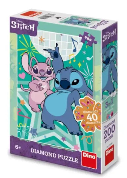 Dinotoys dino puzzel - stitch met 40 diamanten om te plakken - 200 stukjes