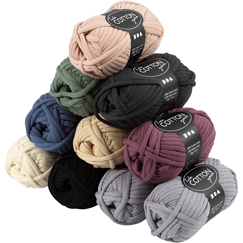 Creativ company textielgaren, l: 45 m, kleuren kunnen bestaan ​​, diverse kleuren, 10x100 gr 1 doos