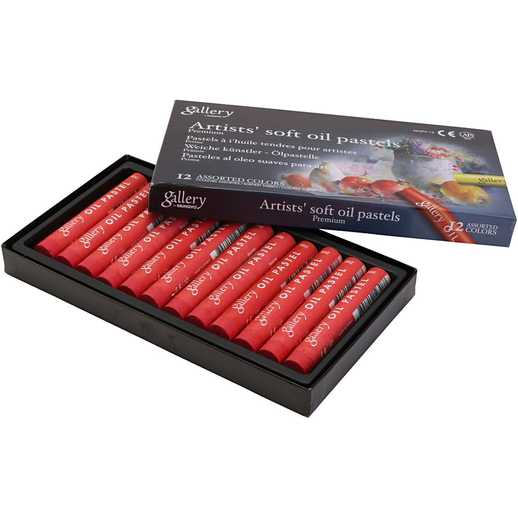 Galerij oliepastel, l: 7 cm, d 11 mm, dikte 11 mm, scharlakenrood, 12 stuk 1 doos
