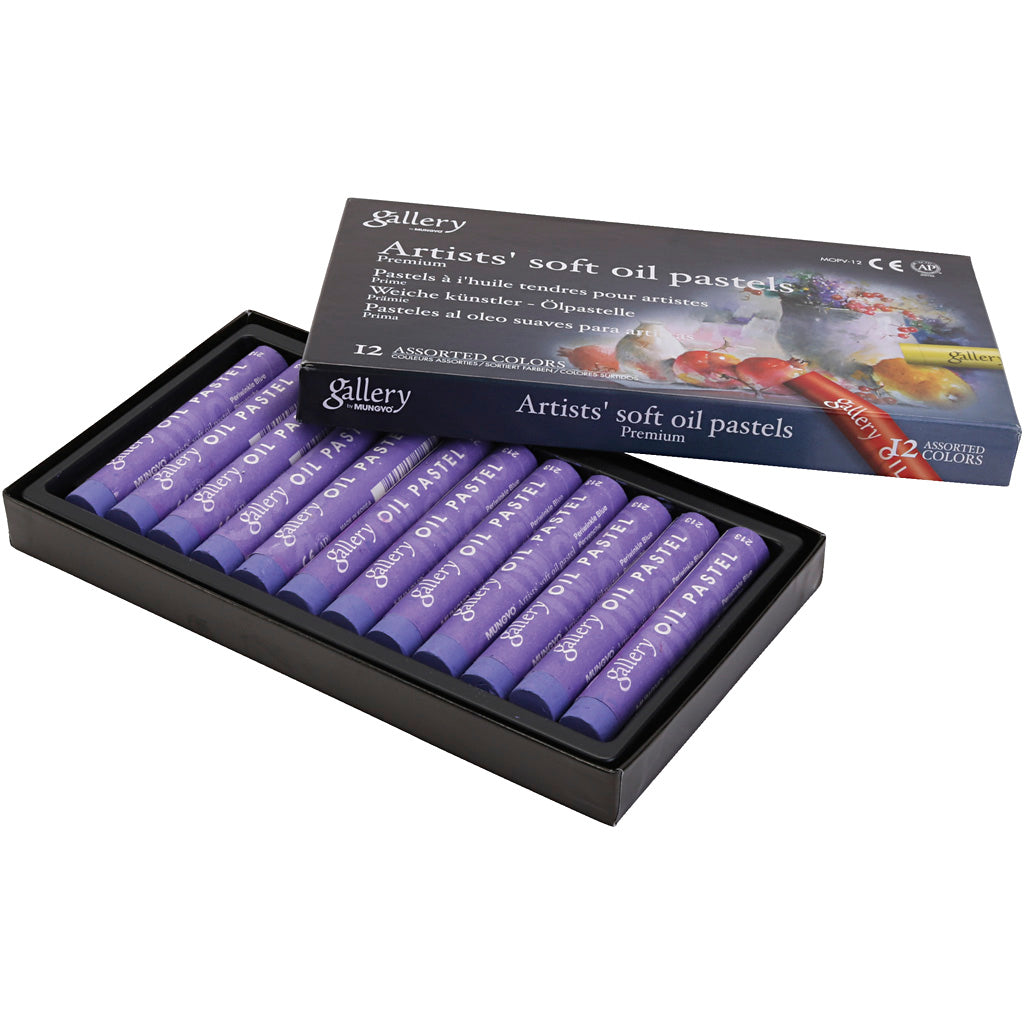 Galerij oliepastel, l: 7 cm, d 11 mm, dikte 11 mm, violet, 12 stuk 1 doos