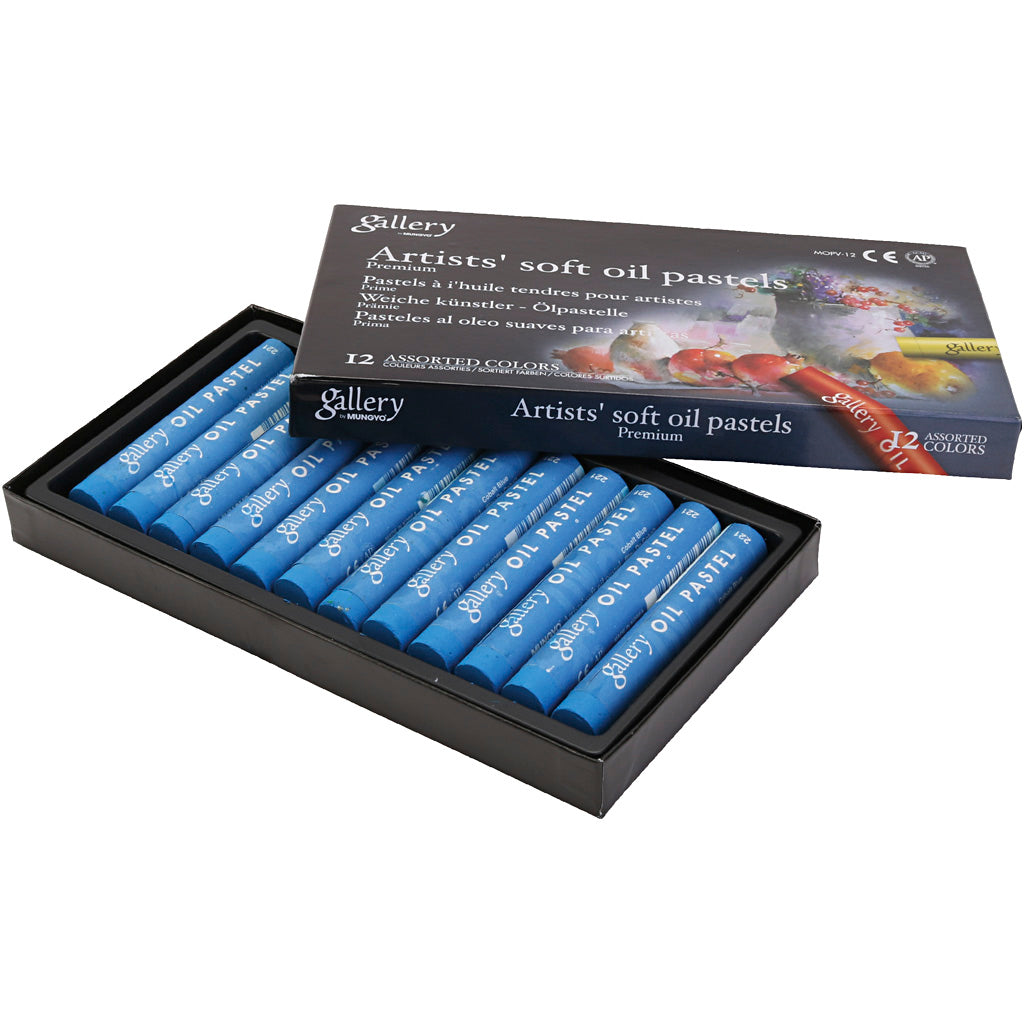 Galerij oliepastel, l: 7 cm, d 11 mm, dikte 11 mm, kobaltblauw, 12 stuk 1 doos