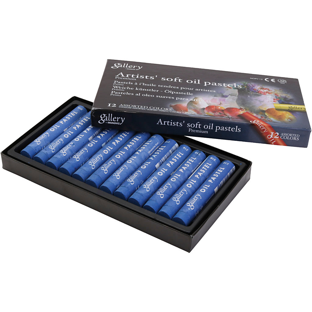 Galerij oliepastel, l: 7 cm, d 11 mm, dikte 11 mm, ultra marine, 12 stuk 1 doos