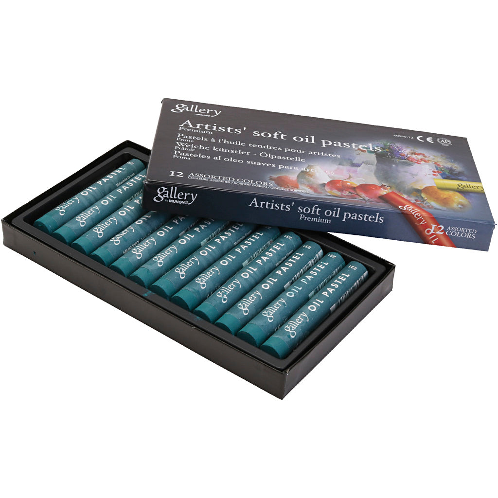 Galerij oliepastel, l: 7 cm, d 11 mm, dikte 11 mm, malachietgroen (180), 12 stuk 1 doos