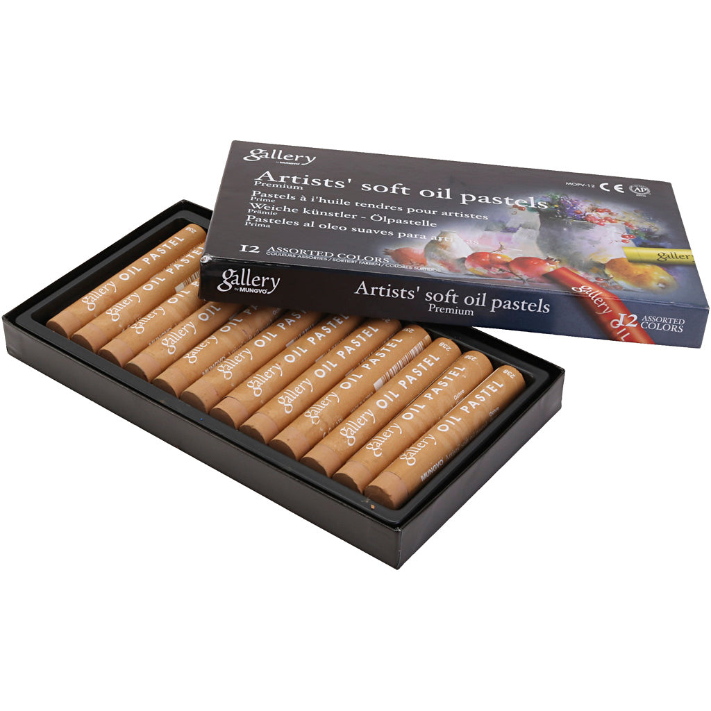 Galerij oliepastel, l: 7 cm, d 11 mm, dikte 11 mm, oker, 12 stuk 1 doos