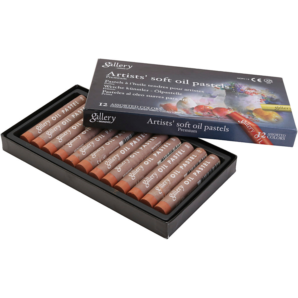 Galerie oliepastel, l: 7 cm, d 11 mm, dikte 11 mm, gebrand oranje, 12 stuk 1 doos