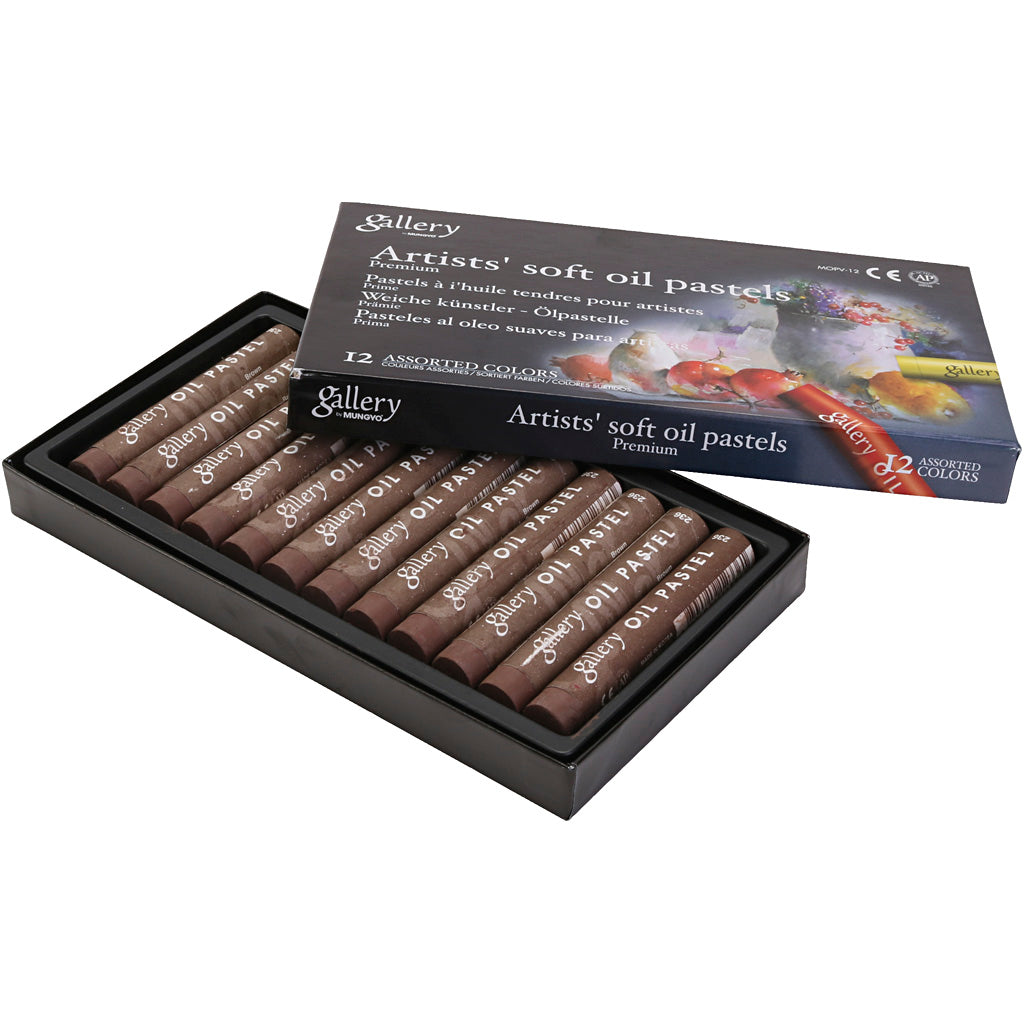 Galerij oliepastel, l: 7 cm, d 11 mm, dikte 11 mm, bruin, 12 stuk 1 doos