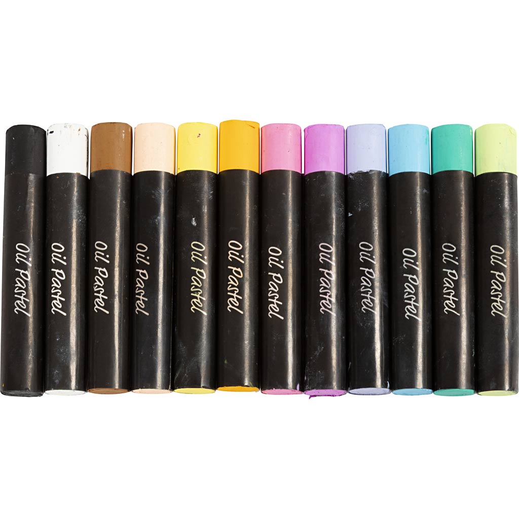 Creativ company oliepastels, l: 7 cm, dikte 11 mm, pastelkleuren, 12 stuk 1 doos