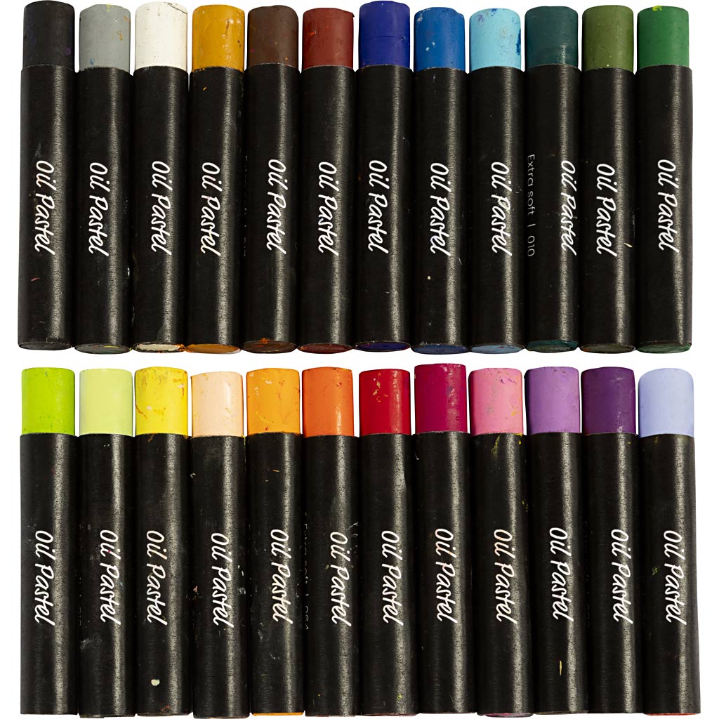 Creativ company oliepastels, l: 7 cm, dikte 11 mm, pastelkleuren, 24 stuk 1 doos