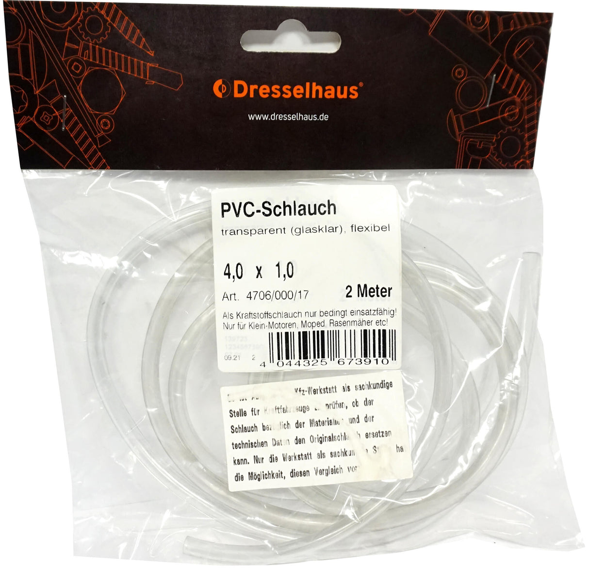 Dresselhaus brandstofslang 4706 pvc tube 6.0x1.2 2m dresselh. transp. flexib.