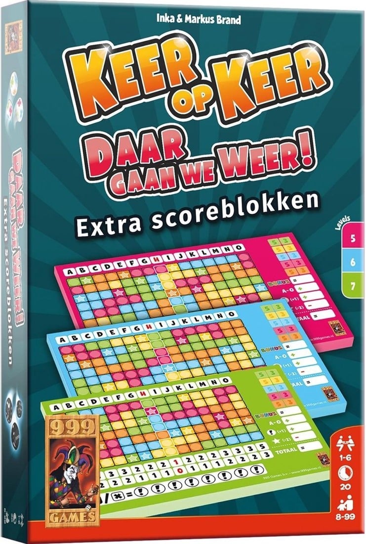 999Games Scoreblokken Keer op Keer level 5 6 7 papier 3 stuks