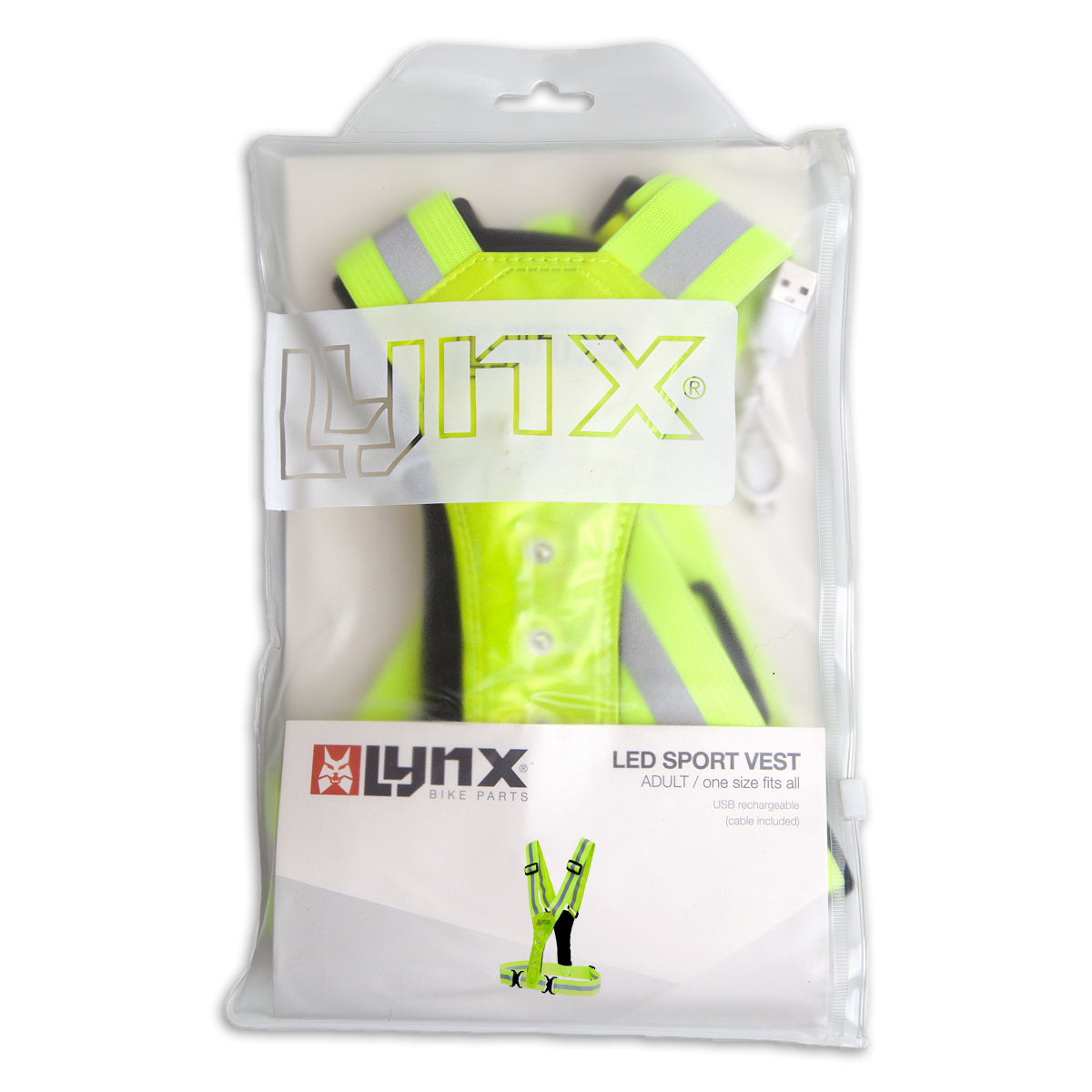 Lynx Harnas usb led sportvest neon geel