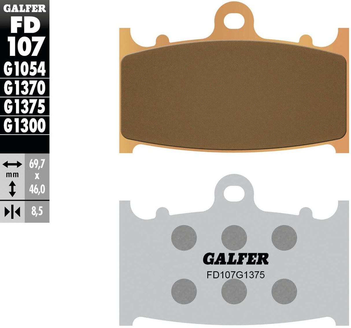 Galfer remblokken fd107 brake pad fd107 g1375 sintered metal
