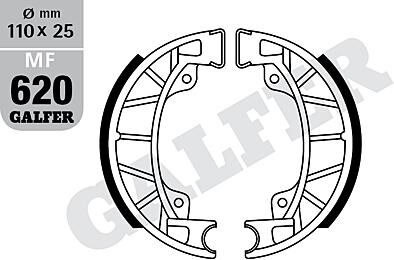 Galfer remschoen mf620 brake shoe mf620 g2165 organic