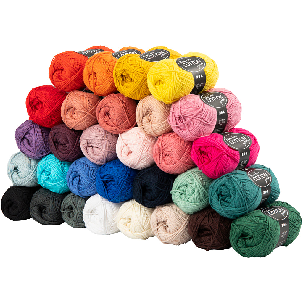 Creativ bedrijf katoengaren, afm 8 4, l: 170 m, diverse kleuren, 30x50 gr 1 doos