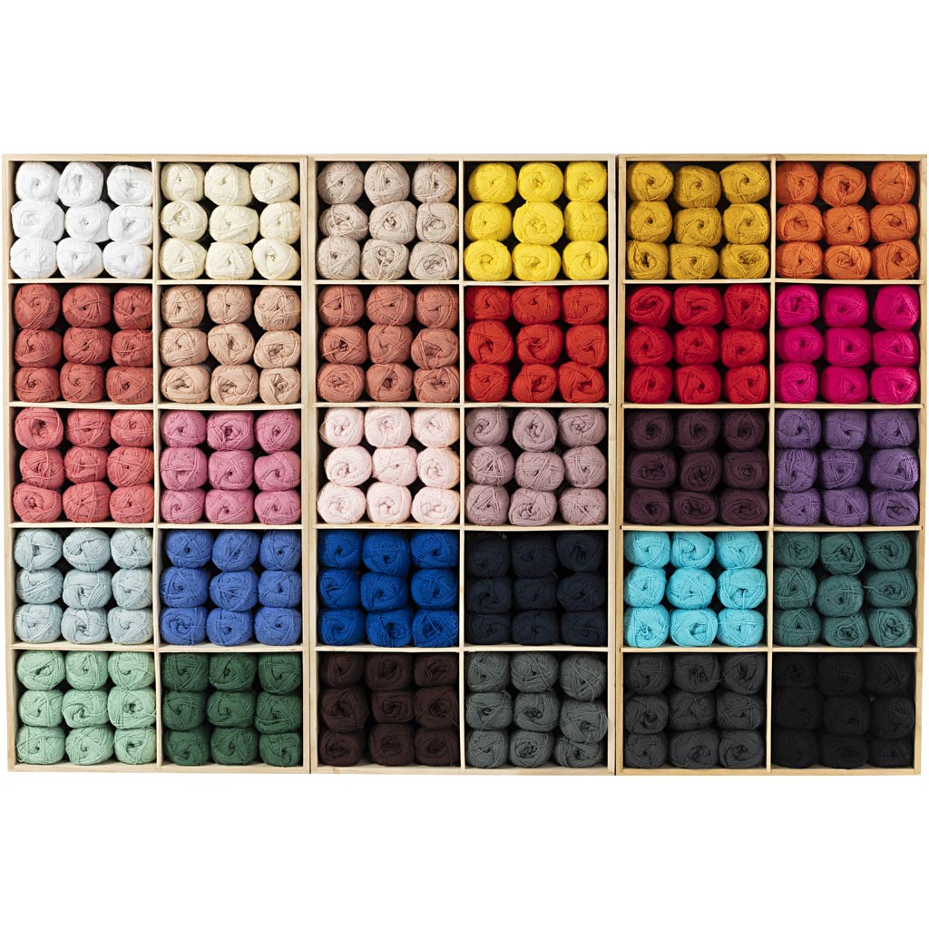 Creatief bedrijf katoengaren, diverse kleuren, 360 bol 1 doos