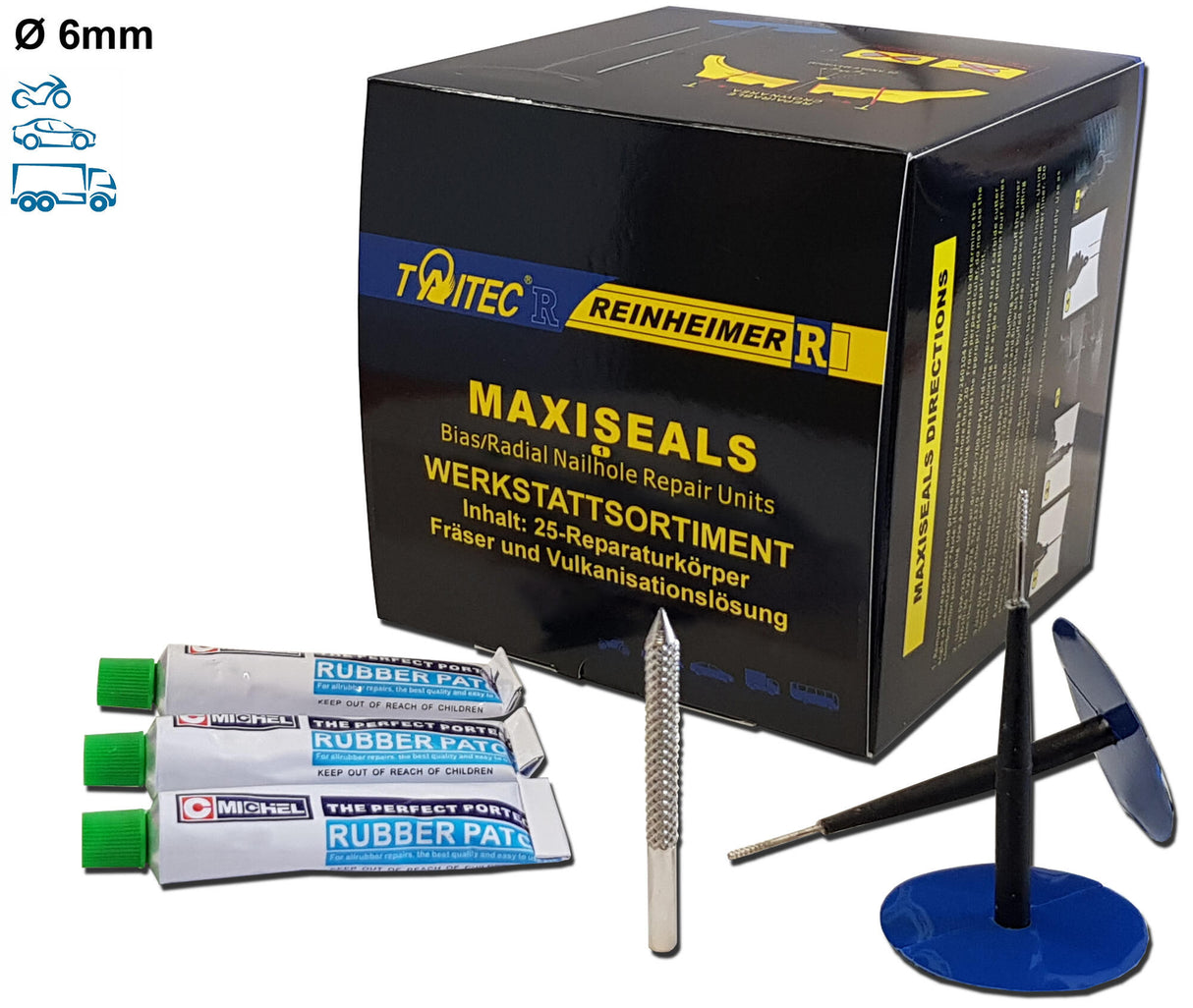 Reinheimer bandenreparatieset maxi-seal maxi-seal m6 rep.set d1= 6mm 25st.