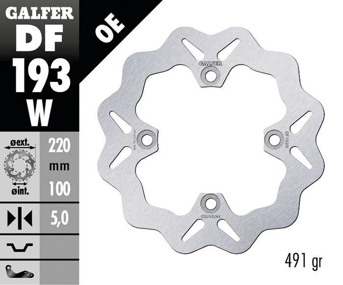 Galfer golf remschijf df193 rotor df193 type w rigid