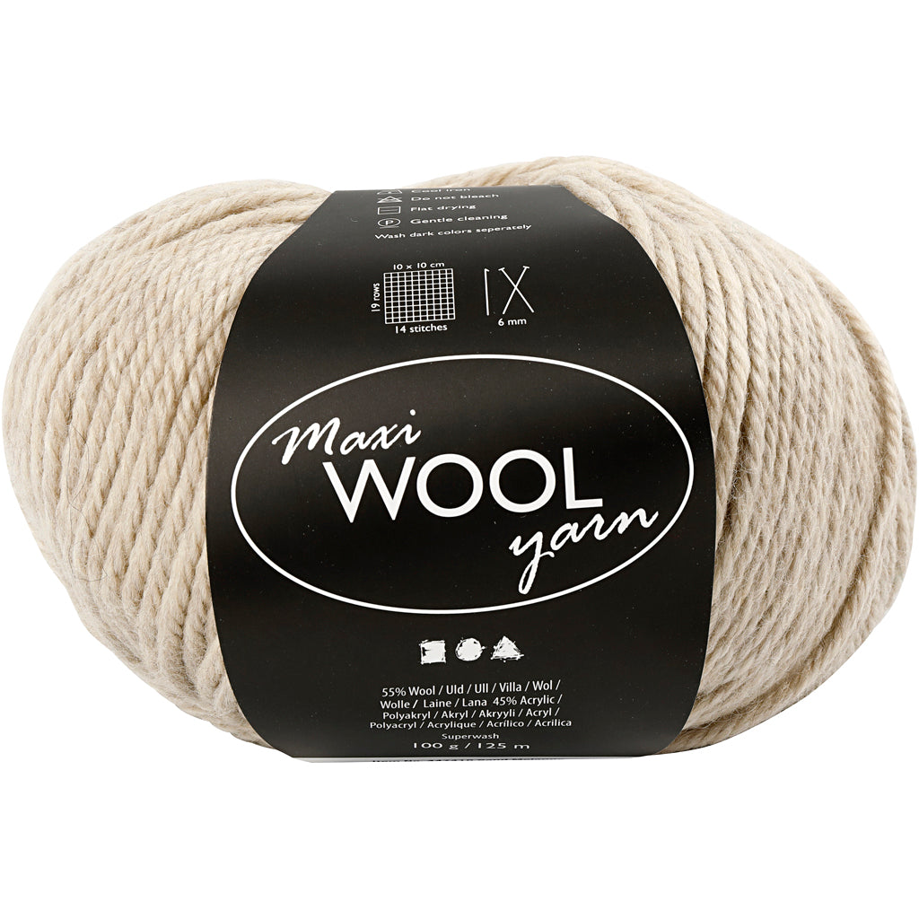 Creativ company wolgaren, l: 125 m, zandkleur mix, 100 gr 1 bol