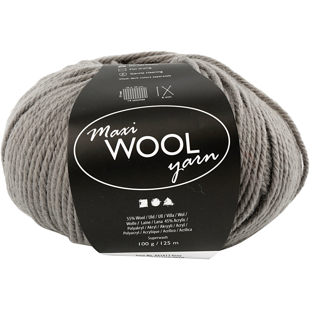 Creativ company wolgaren, l: 125 m, grijs, 100 gr 1 bol