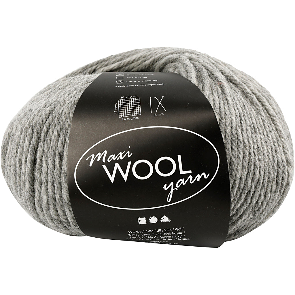 Creativ company wolgaren, l: 125 m, grijs mix, 100 gr 1 bol