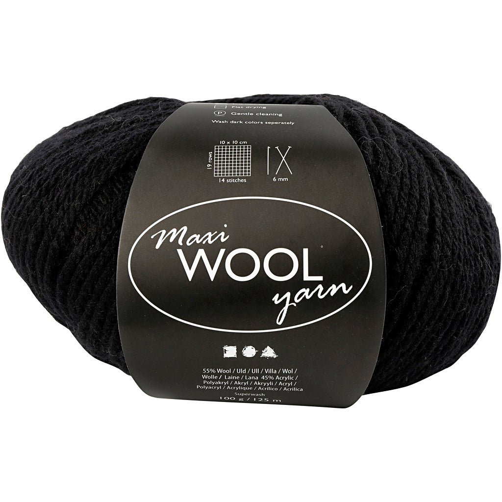 Creativ company wolgaren, l: 125 m, zwart, 100 gr 1 bol