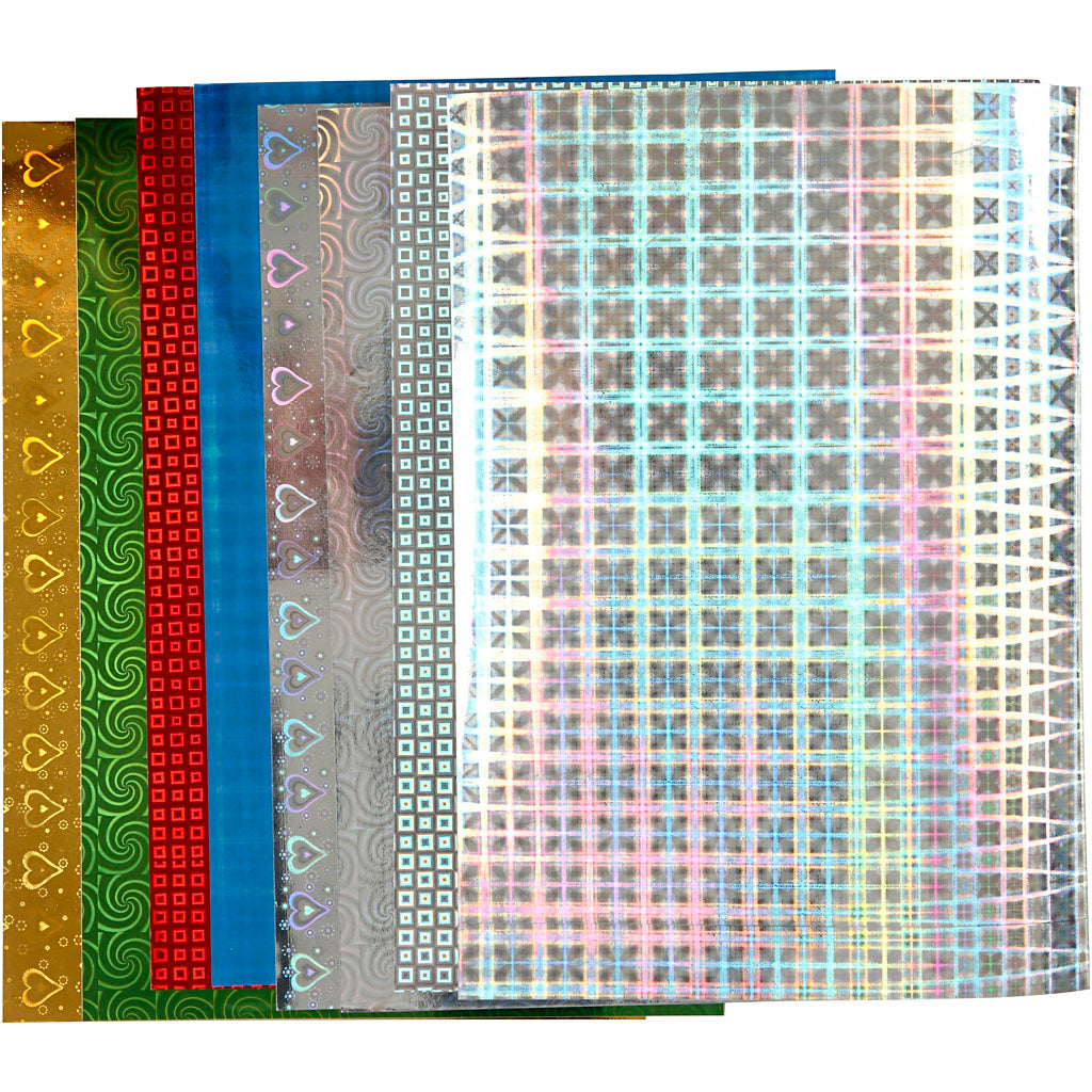 Creativ company holografisch papier, a4, vel 210x297 mm, 120 gr, 8 div vellen 1 doos