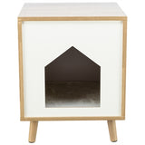 Trixie kattenmand huis is een houtlook lichtbruin wit