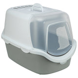 Trixie kattenbak vico open top met kap lichtgrijs wit