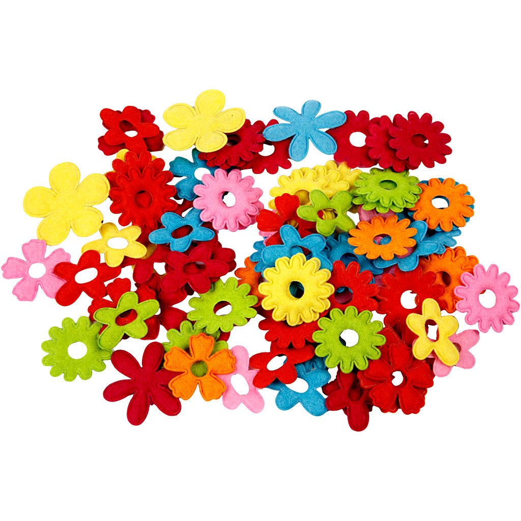 Creativ company bloemen van vilt, afm 35x45 mm, dikte 1,2 mm, 135 stuk 1 doos