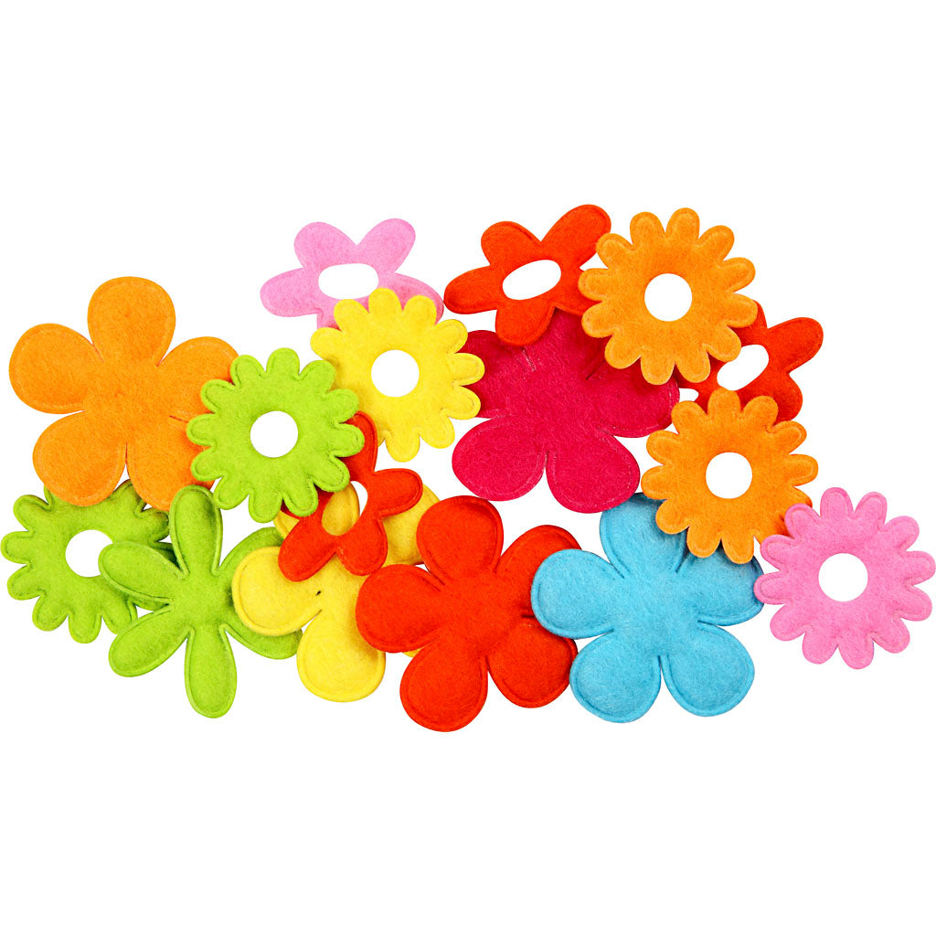 Creativ company bloemen van vilt, afm 35x45 mm, dikte 1,2 mm, 16 stuk 1 doos