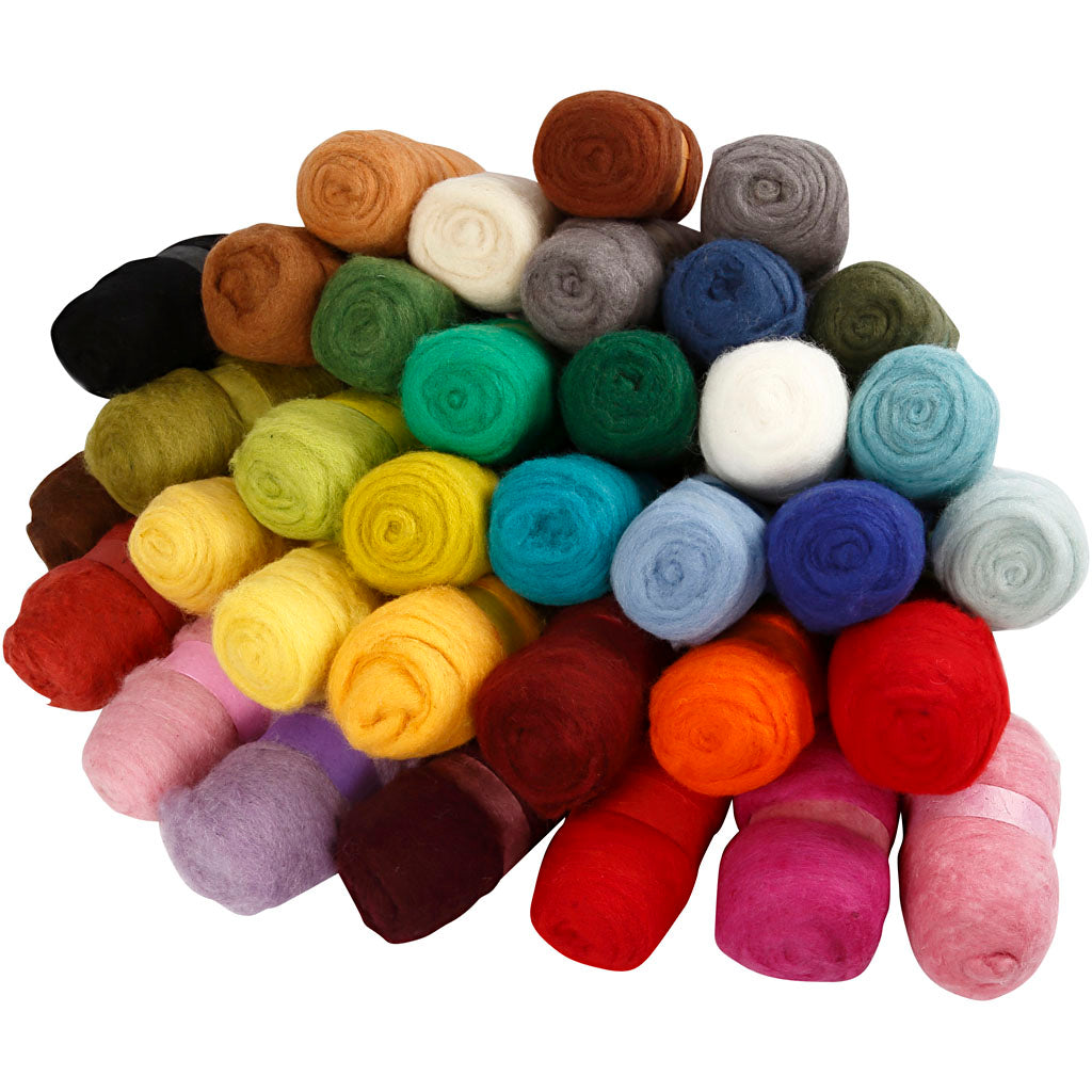 Creativ company gekaarde wol, diverse kleuren, 35x100 gr 1 doos