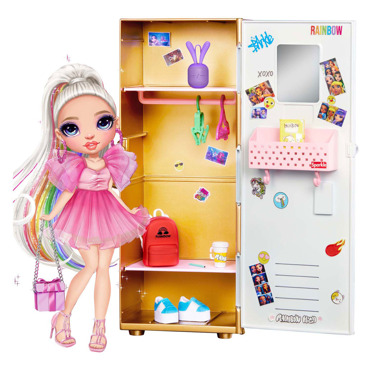 Mga entertainment rainbow high kluisje speelset met accessoires