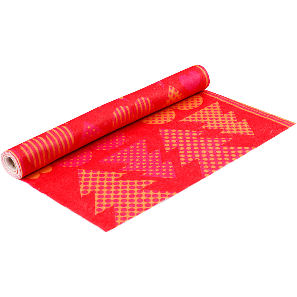 Creativ company vilt met motieven, b: 45 cm, dikte 1,5 mm, 180-200 gr, oranje, rood, 1 m 1 rol