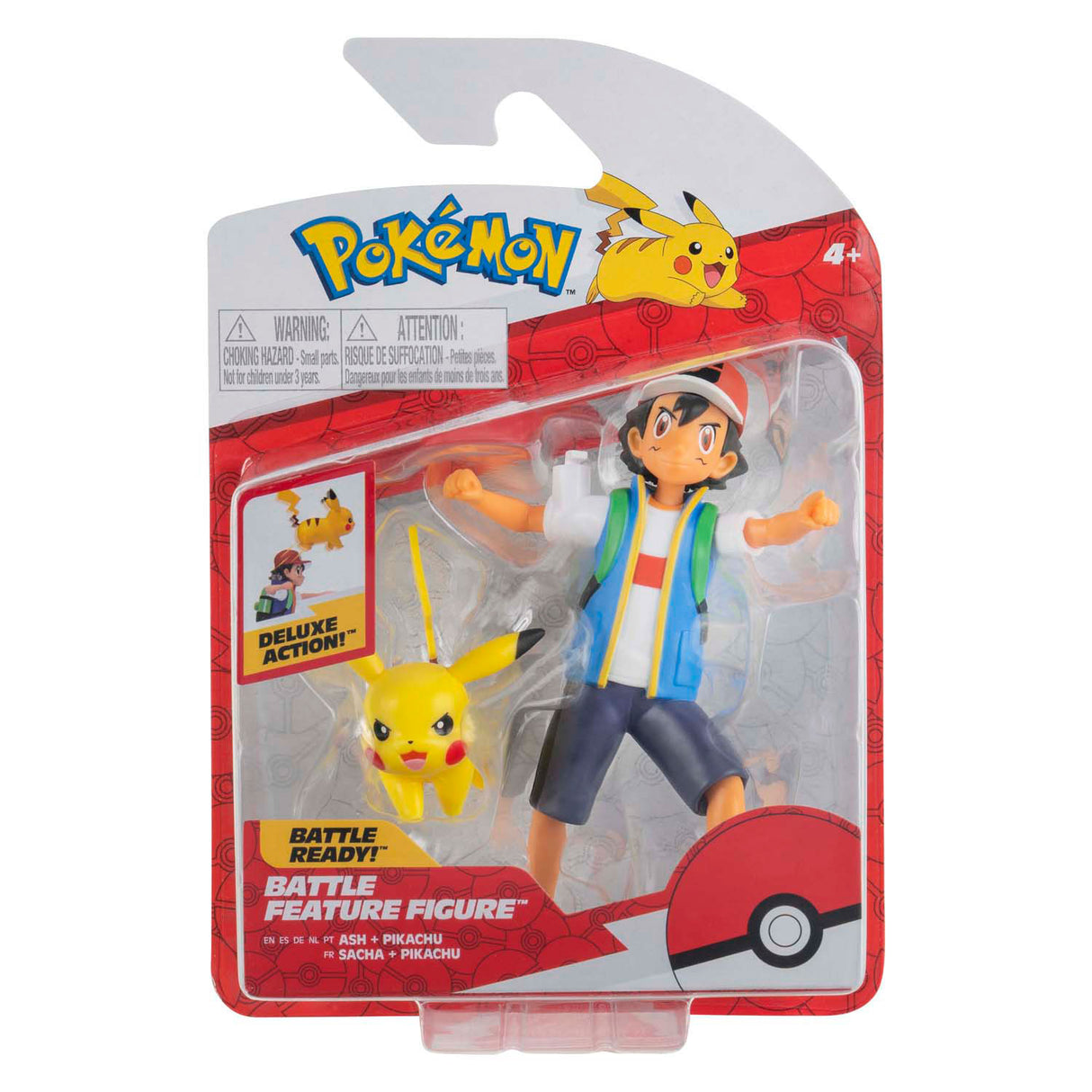 Jazwares pokémon battle feature figuur - ash pikachu