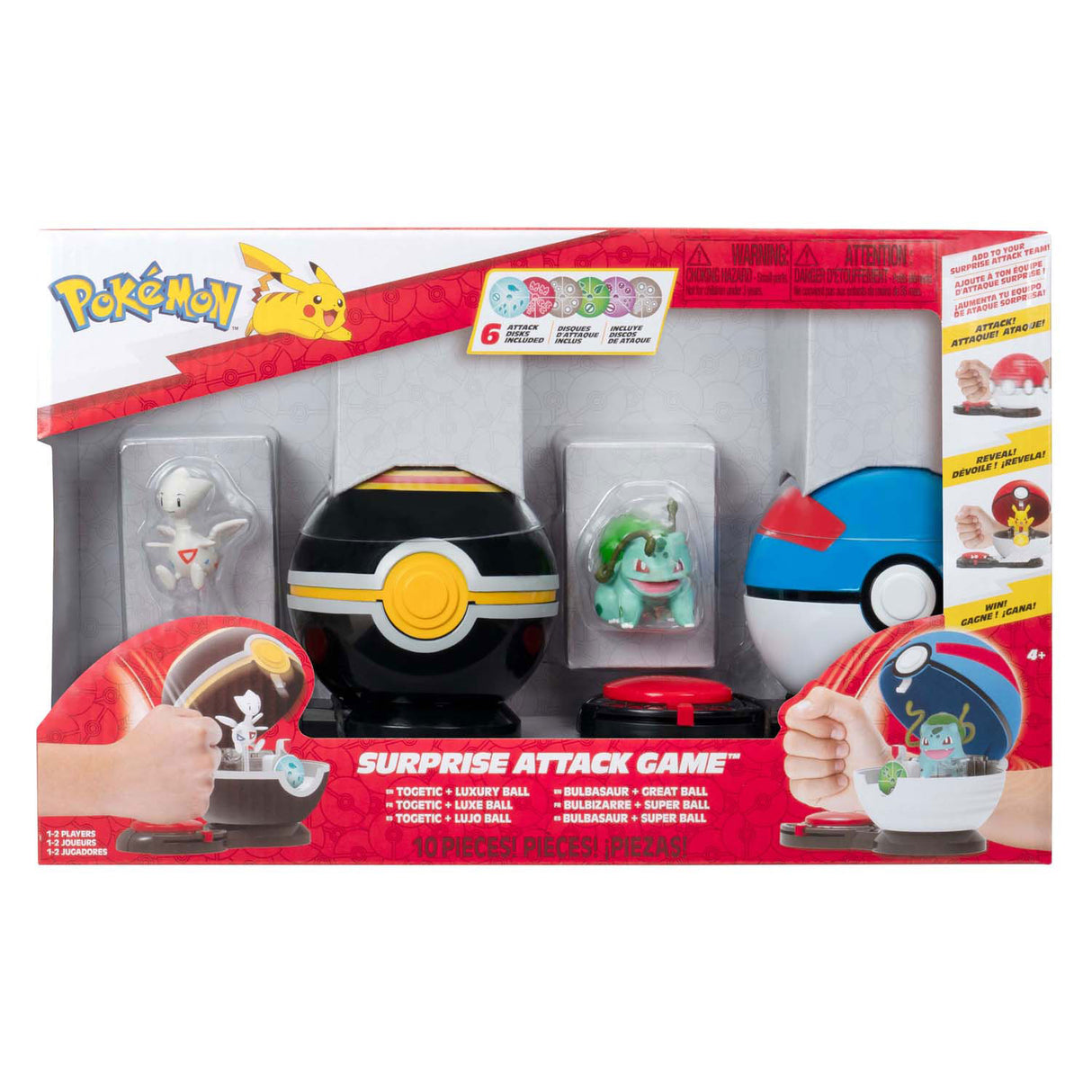 Jazwares pokémon - surprise attack spel - bulbasaur en togetic