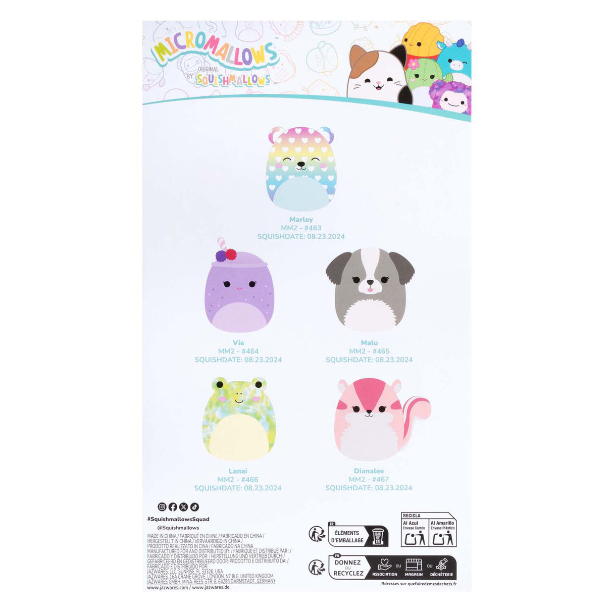 Jazwares squishmallows knuffel pluche micromallows, 5dlg.