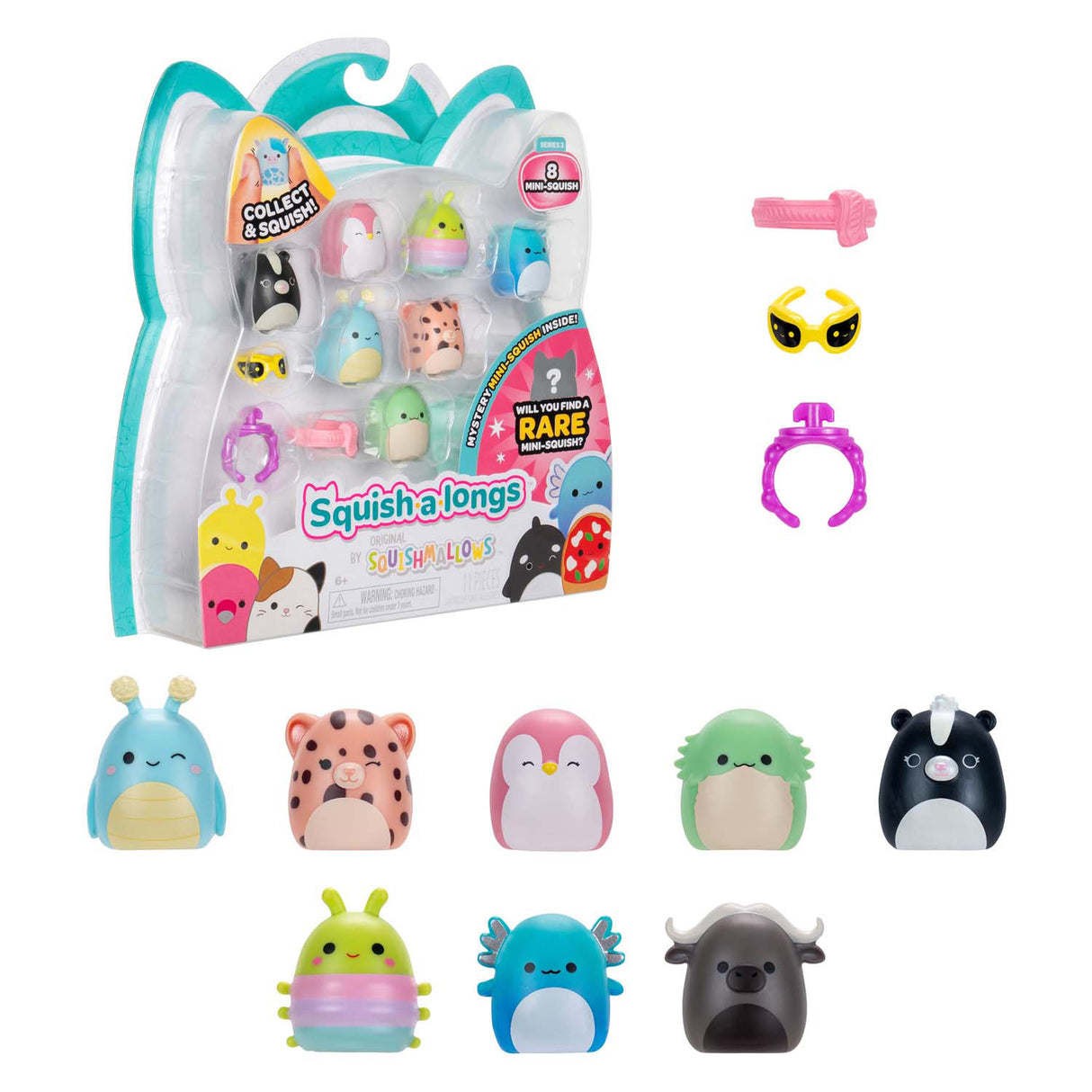 Jazwares squishmallows - squish-a-longs speelfiguren style 1 - 8dlg.
