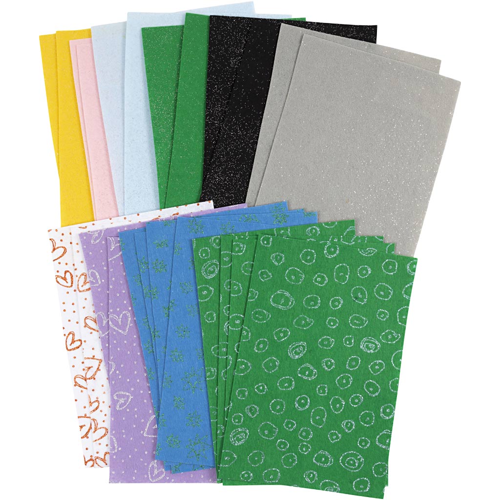 Creativ company hobbyvilt, vel 21x30 cm, dikte 1,5-2 mm, inhoud kan variëren , diverse kleuren, 24 vel 1 doos