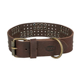 Trixie halsband hond klinknagel rustiek vetleer donkerbruin