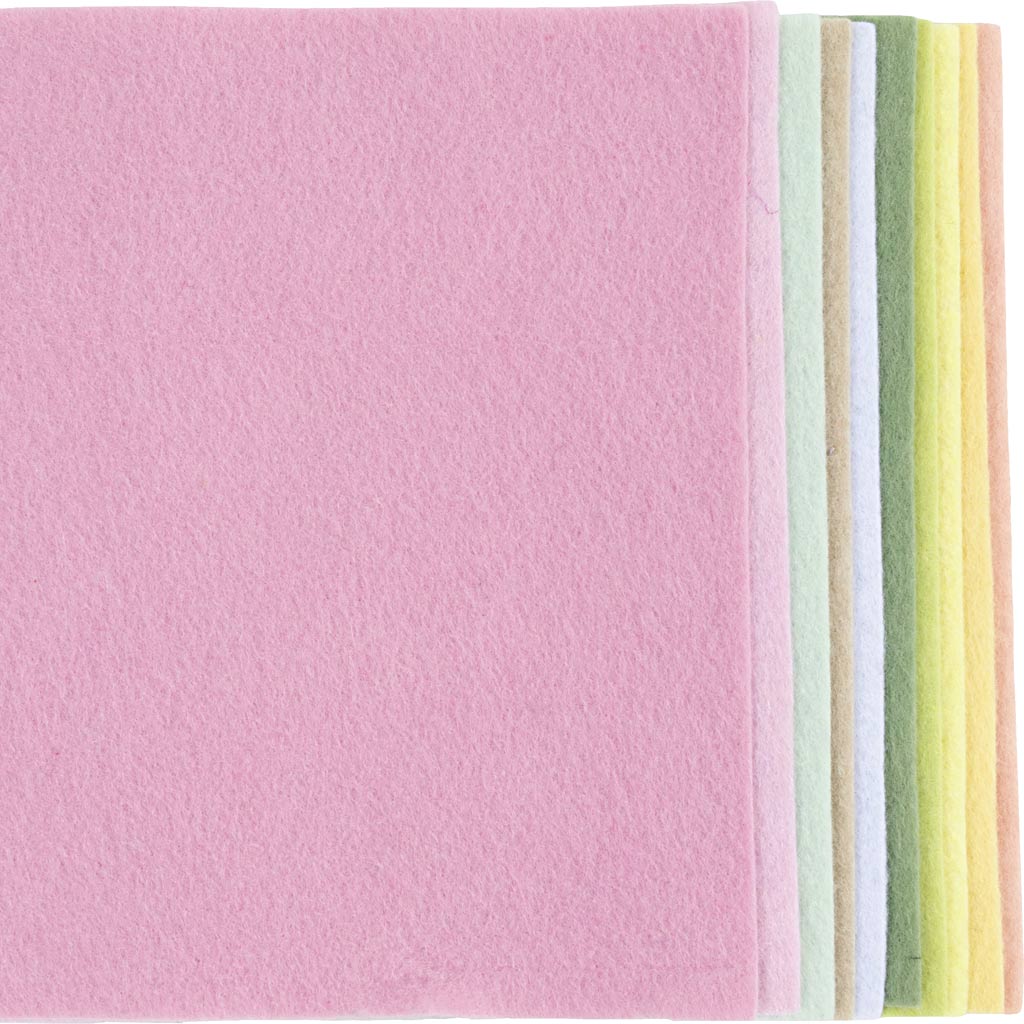 Creativ company hobbyvilt, a4, vel 210x297 mm, dikte 2 mm, pastelkleuren, 10 stuk 1 doos
