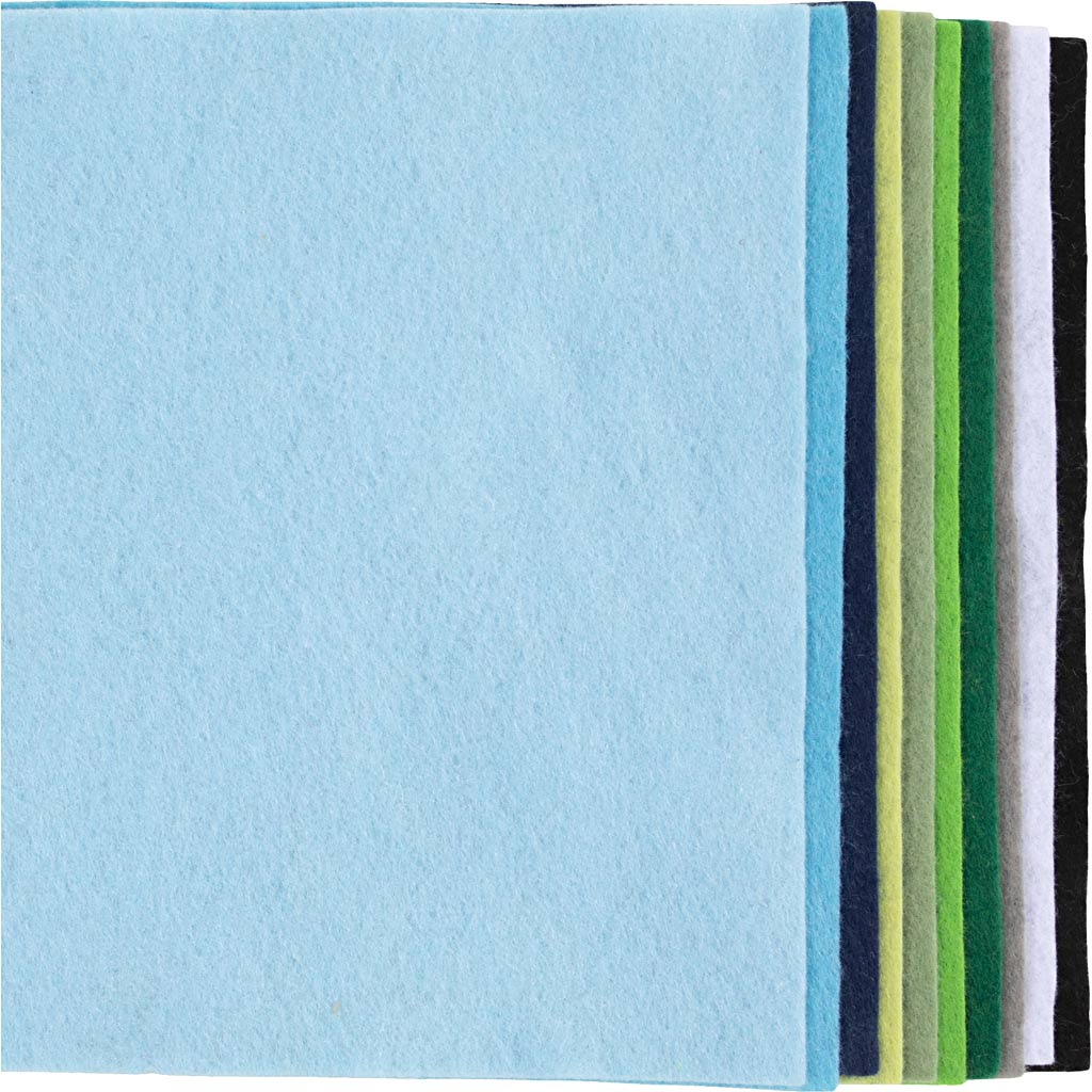 Creativ company hobbyvilt, a4, vel 210x297 mm, dikte 2 mm, blauw groen harmonie, 10 stuk 1 doos