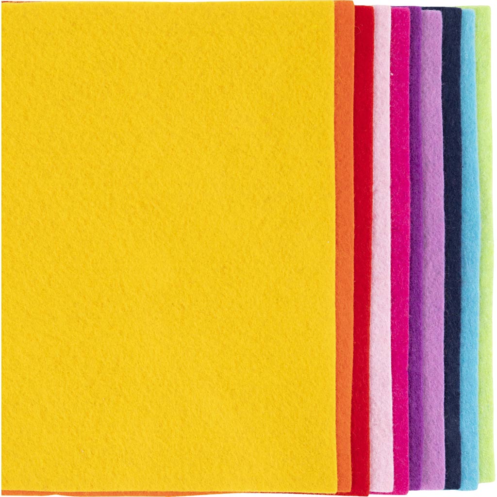 Creativ company hobbyvilt, a4, vel 210x297 mm, dikte 2 mm, kleurrijk, 10 stuk 1 doos