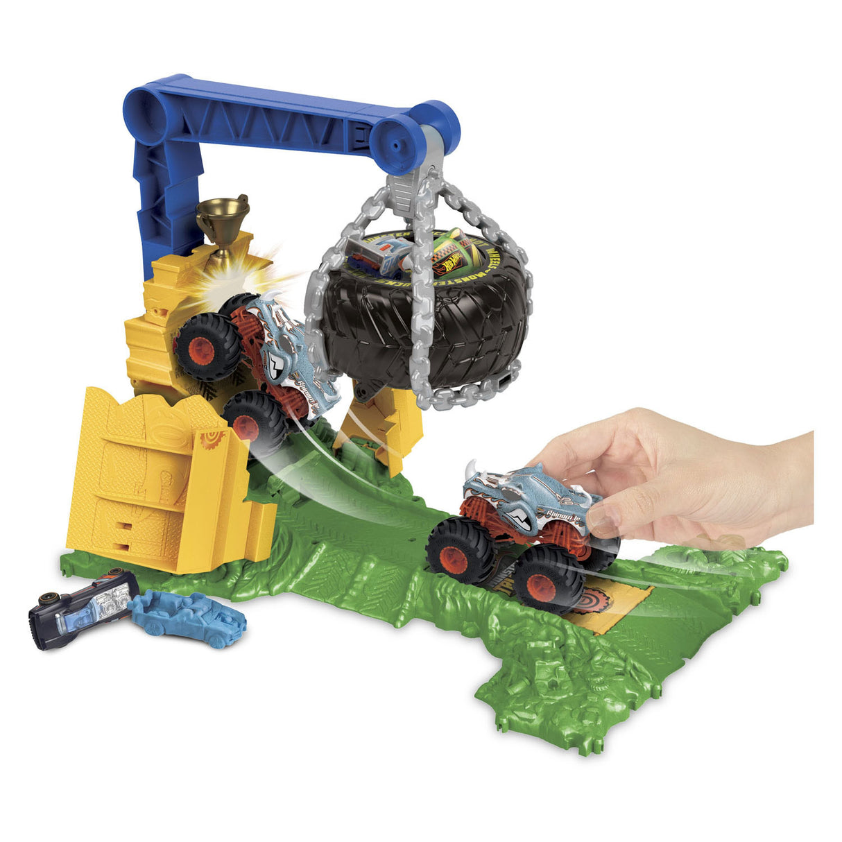 Hot wheels monstertrucks arene smahers rhinomite race uitdaging speelset