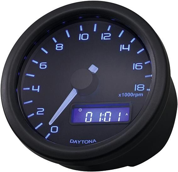 Daytona toerenteller velona 60 donker. snelheidsmeter velona donker, b led-blauw 18000 rpm