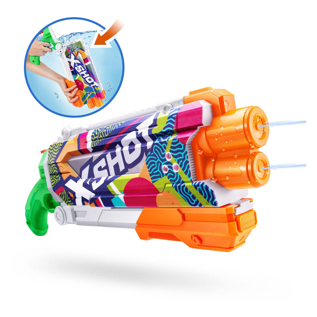 Zuru x-shot waterpistool fast fill skins pump action, 500ml