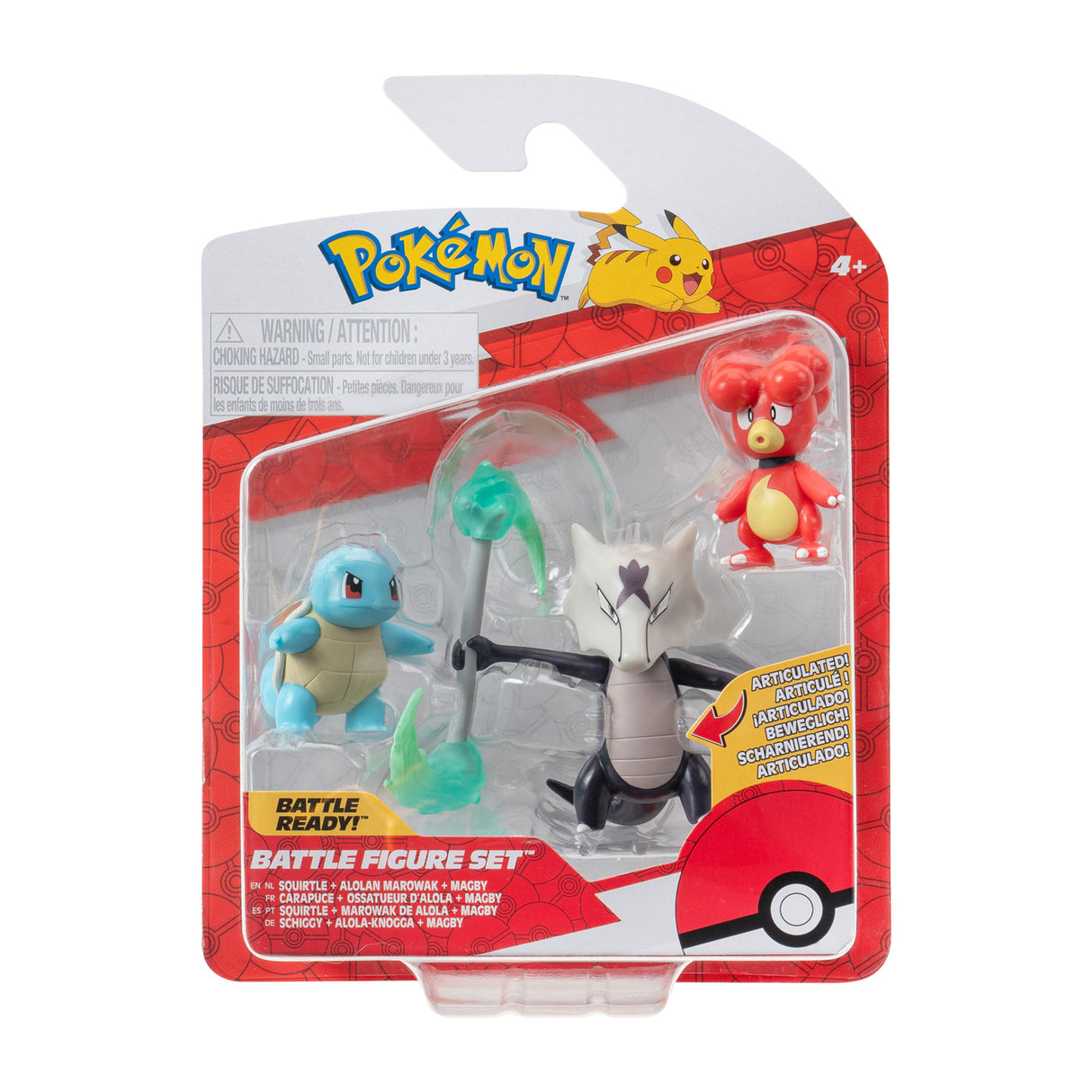 Boti pokémon batte figuur set - magby, alolan, marow, 3st.