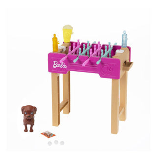 Barbie mini playset voetbaltafel met hondje