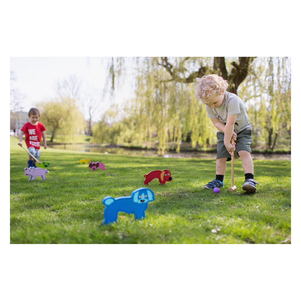 Bs toys houten croquet junior buitenspel
